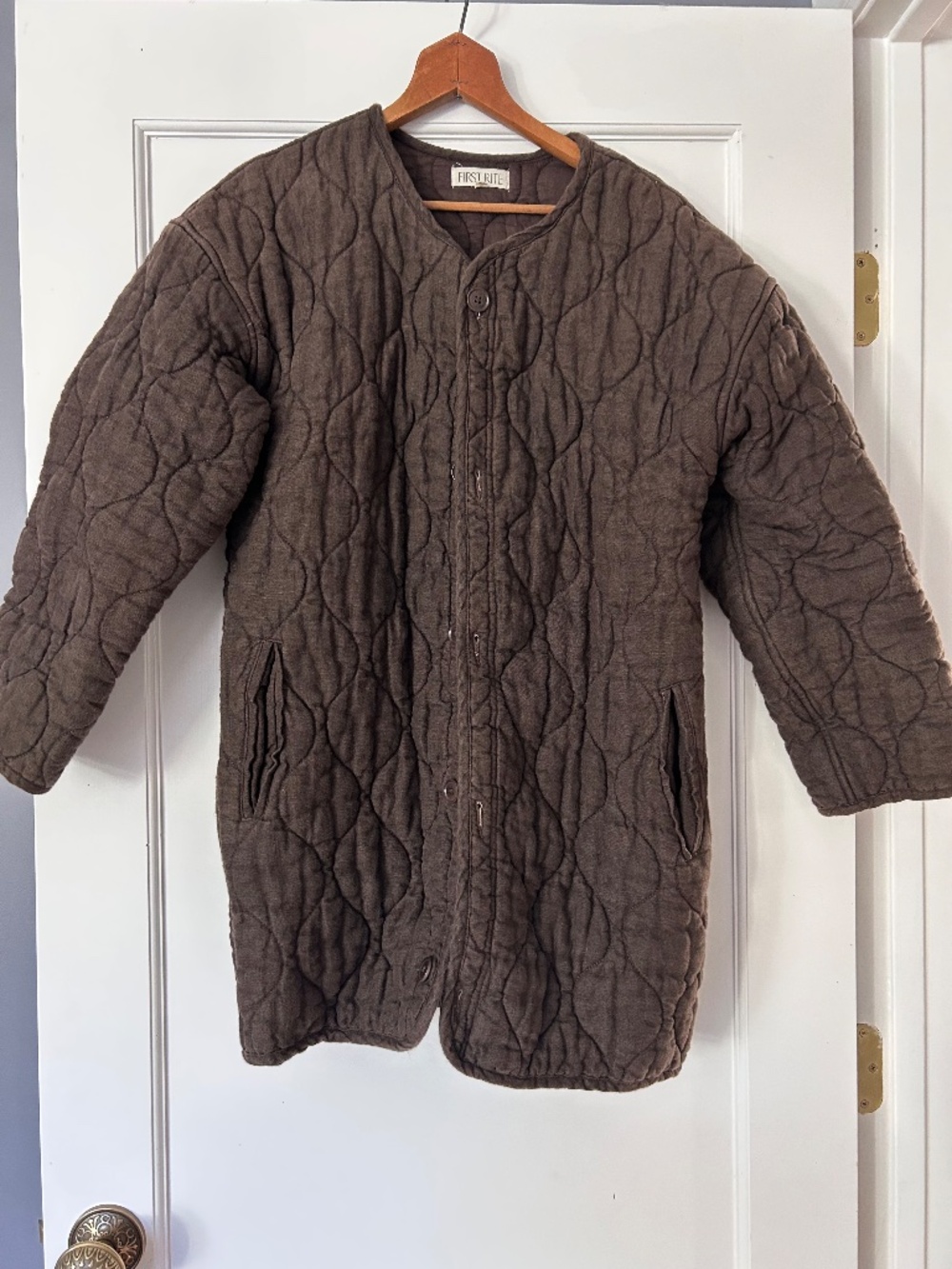 First Rite Quilted Coat Walnut Size XS - Picture 4 of 8